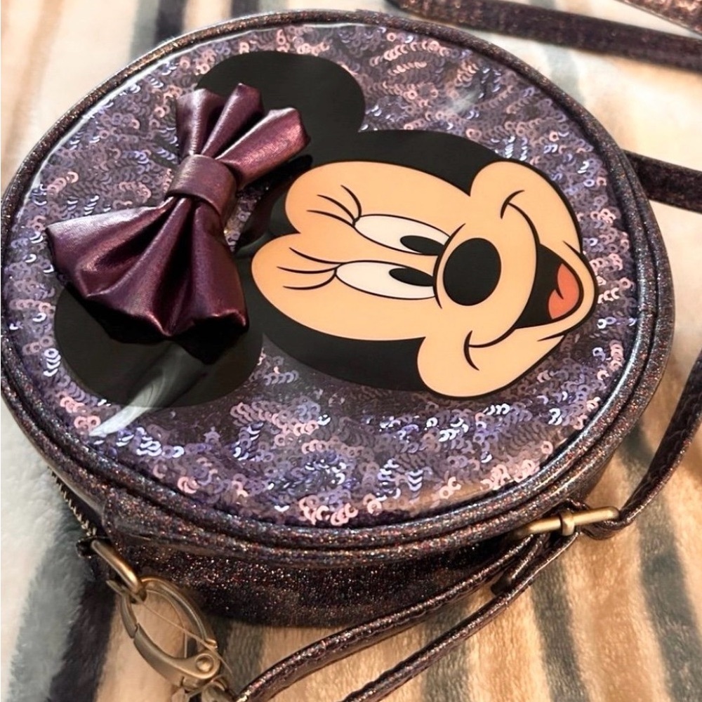 Purple Minnie Mouse Sequin Crossbody Bag